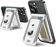 for Magsafe Wallet with Airtag Holder, Magnetic Wallet for iPhone 16/15/14/13/12 Series, 9-Card Holder, Open ID Window, Mag Safe Wallet with Adjustable Stand, RFID Blocking, White