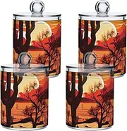 GAIREG Sunset Cactus Desert Cotton Swabs Holder, Apothecary Jars Set of 4