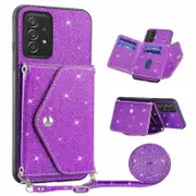 For Samsung Galaxy A52 4G/5G/A52s 5G Card Holder Phone Cover Glitter Leather Coated TPU Case