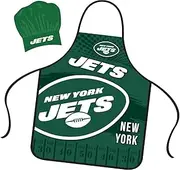 Mojo Licensing New York Jets Apron Chef Hat Set Full Color Universal Size Tie Back Grilling Tailgate BBQ Cooking Host, Team Color, One size