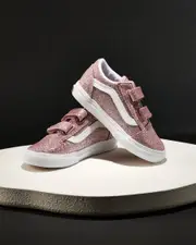 [Vans] Vans Toddlers' Old Skool V Shoes in Glitter Rose Gold Size 2 2 Glitter Rose Gold