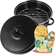 OFFSCH 1 Set Multi Function Roasting Pan with Lid Enamel Covered Pot for Oven for Roasting Sweet Potatoes Kitchen Accessory for Daily Use