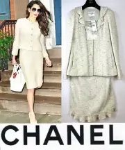 3.5K Chanel Vintage 1999 Green Tweed Jacket Skirt 2pc Suit Set 36 38 4 6 Vtg M S