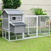 Extra Large 2.28 Meters Wooden Chicken Coop with Run Rabbit Hutch Guinea Pig Ferret Cage