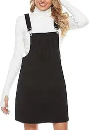 [Generic] Womens Casual Corduroy Knee Length Overalls Dress Jumpsuit