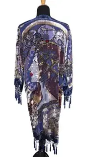 BLUE ASTROLOGER MUCHA ARTDECO STEVIE NICK'S STYLE GYPSY BOHO DELUXE DUSTER