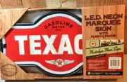 NEW VTG. ~TEXACO GASOLINE MOTOR OIL~ Marquee Sign with LED NEON WHITE ROPE LIGHT