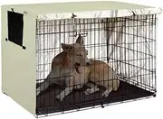 Dog Crate Cover, Dog Kennel Cover for Medium and Large Dog, Heavy Duty Oxford Fabric, Pet Kennel Cover Waterproof Anti-UV, Dog Cage Cover with Pockets, Mesh Window (31.1x20x20.87in(Medium), Beige)