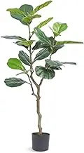 Artificial Fiddle Leaf Fig Tree, 120 cm, PE Material, Indoor Outdoor Potted Plant, Lifelike Green