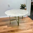 White quartz agate stone coffee table top for hallway interior decor