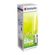 12 X Verbatim B22 LED Filament Candle 5W 470LM Clear Dome Dimmable Globes Warm