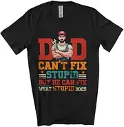 [Generic] Vintage Dad Can't Fix Stupid; Humorous Father's Day Mechanic Engineer Dad Men; Family Group Unisex T-Shirt