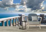 Patio With Cloudy Sky Self-adhesive Living Room Wallpaper Murals Home Decor