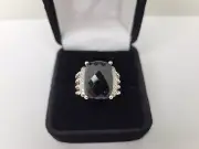 David Yurman Sterling Silver 16x12mm Wheaton Black Onyx & Diamonds Ring Size 7