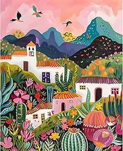 DIY Painting by Numbers Painting Canvas for Children or Adults Beginners with Brushes and Acrylic Paints (DIY Frame, 7)