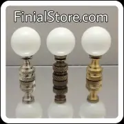 White Marbled Glass 1" Ball Lamp Finials Nickel/Polished/Antique Bases