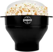 Popco Silicone Popcorn Maker - Microwave Popper with Handles - Black
