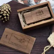 Engraved Custom Wooden USB Flash Drive Photography Studio Logo Wedding Pendrive