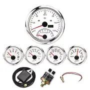 5 Gauge Marine Instrument Set White Indicator Light 3-3/8" GPS Speedometer 12...