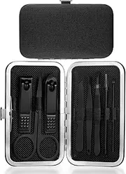 Nail clippers stainless steel manicure tools nail clippers tweezers acne needles with portable suitcase set nail clippers makeup 8pcsgray-02