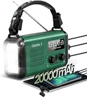 20000mAh/74000mWh Emergency Hand Crank Radio, AM FM NOAA Portable Weather Solar Radio, Dual Output Cell Phone Charger, Flashlight light, Reading lamp, Headphone jack, SOS Alarm for Outdoor Camping Use