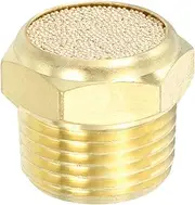 uxcell Brass Pneumatic Exhaust Muffler 3/8" NPT Flat Sintered Air Breather Vent Filter Solenoid Valve Noise Reducer Fitting for Compressor Cylinders Oil Tanks Air Tools, Golden