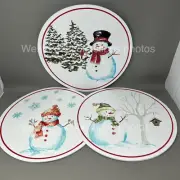 Martha Stewart Set of 6 SNOWMAN Round Placemats Winter Scene 15" NWT Wipeable!