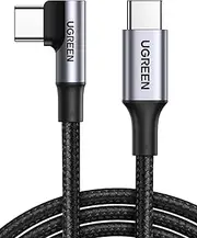UGREEN 100W USB C to USB C Cable Right Angle, PD Charging Cord, 480Mbps Data Transfer, for iPhone 16, MacBook Pro, iPad Pro 2024, Matebook, Chromebook, Pixel, Galaxy S24, Dell XPS, Switch, 0.5M, Black