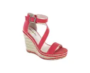 SEVEN DIALS Womens Red 1/2" Platform Adjustable Ankle Strap Berlina Round Toe Wedge Buckle Dress Espadrille Shoes 6.5 M