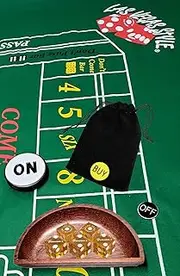 Cyber-Deals Craps Starter Kit Sets, Featuring Genuine Binions Las Vegas Casino Table-Played Craps Dice, Wood Dice Boat & More (Polished Dice)