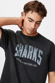 Cronulla Sharks NRL 2021 Cotton On Collegiate Tee T-Shirt Sizes S-2XL!
