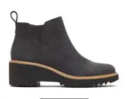 Toms Maude Mid Wedge Ankle Boot, Forged Iron Suede, UK 4 - BNIB RRP £100