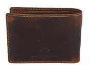 RFID Blocking Handcrafted Hunter Brown Leather Men's Bifold Wallet Front Pocket