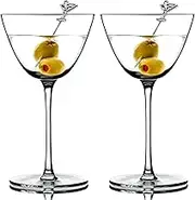 Greenline Goods Martini Glasses - 6.8 oz Modern Kitchen Glassware Set - Stemmed Drinkware For Margaritas, Vodka, Gin, Weddings or Bar - Set of 2