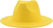 [Generic] Womens Mens Fedora Hats Solid Wide Brim Felt Hat Unisex Fashion Formal Wedding Decorate Panama Dress Jazz Hats 9 60-62cm, 9, One Size, 9, One Size