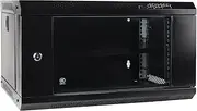 6U Wall Mount Network Server Cabinet with Glass Door, Locks, Removable Side Panels, for IT Equipment, A/V Devices, Black