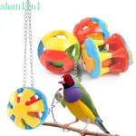 SHANLIN1鸚鵡咀嚼玩具,塑料帶鏈條鸚鵡球玩具,色彩繽紛珠子鈴鐺可愛小鳥互動玩具小鸚鵡