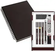 rOtring Isograph Fineliner Pen & Pencil College Set S0699380 | 3 Technical Pens (0.25mm, 0.35mm, 0.50mm) and Mechanical Pencil (0.5mm) | Accessories with Notebook