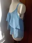 LEFTIES LIGHT BLUE LAYERED FRILL SLEEVELESS CAMISOLE BLOUSE VEST TOP MEDIUM BNWT