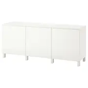 BESTÅ storage combination with doors, white/Västerviken/Stubbarp white, 180x42x74 cm