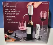 NEW ~ RABBIT Electric Wine Tool Set ~ 5-Piece ~ Corkscrew, Aerator, Stoppers