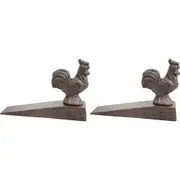 2x LVD Cast Iron Doorstop Rooster Door Stopper Floor Home Decor 14.5cm Brown