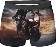 [QMNEHJ] Man Ride A Motorcycle Men's Boxer Briefs Breathable Stretch Underwear Moisture-Wicking Trunks for Men
