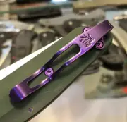 Purple Titanium Deep Carry Pocket Clip For Benchmade 940 Green Aluminum Handle