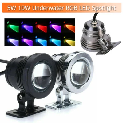 5w 10w Led Spotlight 12v Floodlights Waterproof Underwater Bright Light Bulb Rgb