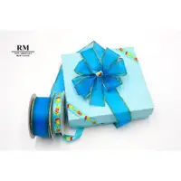 在飛比找ETMall東森購物網優惠-特惠套組 藍色聖誕印刷套組 緞帶套組 禮盒包裝 蝴蝶結 手工