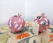 NWT A lot of 2 pink murano handblown glass balls ornaments millefiori