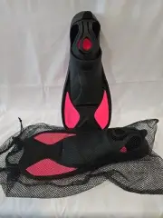 FYJS Short Swim Fins Travel Size Diving Flippers with Mesh Carrying Bag, Pink