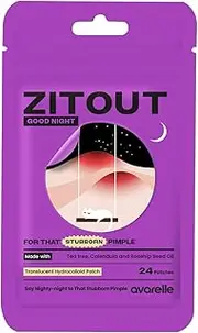 AVARELLE Spot Pimple Patches for Face | ZitOut Good Night Acne Patches | Korean Skincare Acne Treatment | Hydrocolloid Acne Patches | Hydrocolloid Bandages for Acne with Tea Tree Oil (24 COUNT)