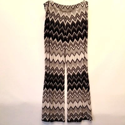 Joseph Ribkoff New Zig Zag Palazzo Pants Flowy Wide Leg Black Grey Taupe Plus 18
